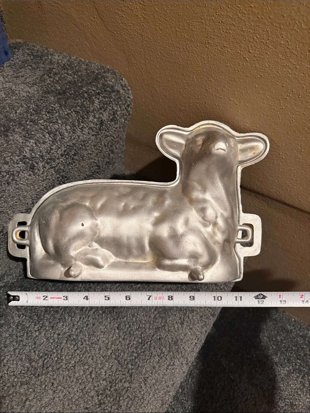 Vintage Lamb Cake Mold 2 Pc Heavy Cast Aluminum 12 1/8